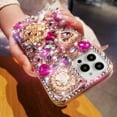 thumbnail image 4 of for iPhone 15 Pro Max Glitter Bling Case, Cute 3D Crown Heart Crystal Rhinestone Diamond Sparkle Shiny Gems Pearl with Wrist Strap Women Girls Phone Case for iPhone 15 Pro Max 6.7 inch (Pink), 4 of 4