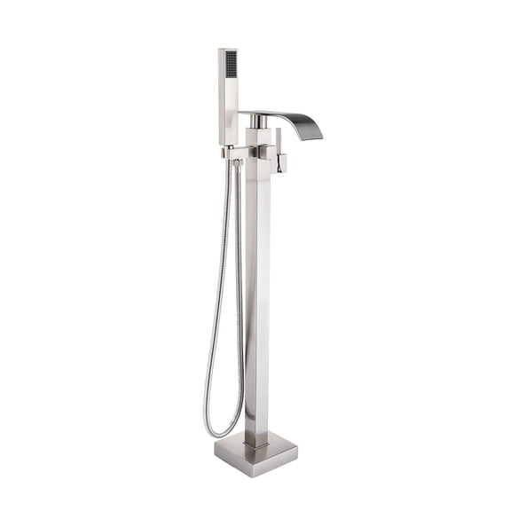 Brushed Freestanding Bathtub Faucet Tub Filler Brass Single Handle Mixer Tap