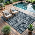 thumbnail image 2 of CAMILSON Spring Geometric Arch Striped Easy-Cleaning Non-Shedding Washable Outdoor Indoor Area Rug Navy 5x7, 2 of 9