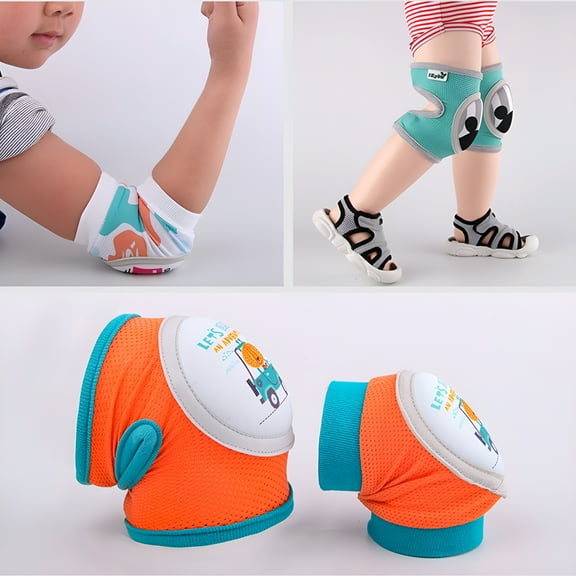 TELOLY Adjustable Soft Elbow Pads and Knee Pads for Kids, Child Protective Pad Sets for Bicycle Roller Skating Basketball Football Volleyball Dancing Kneeling