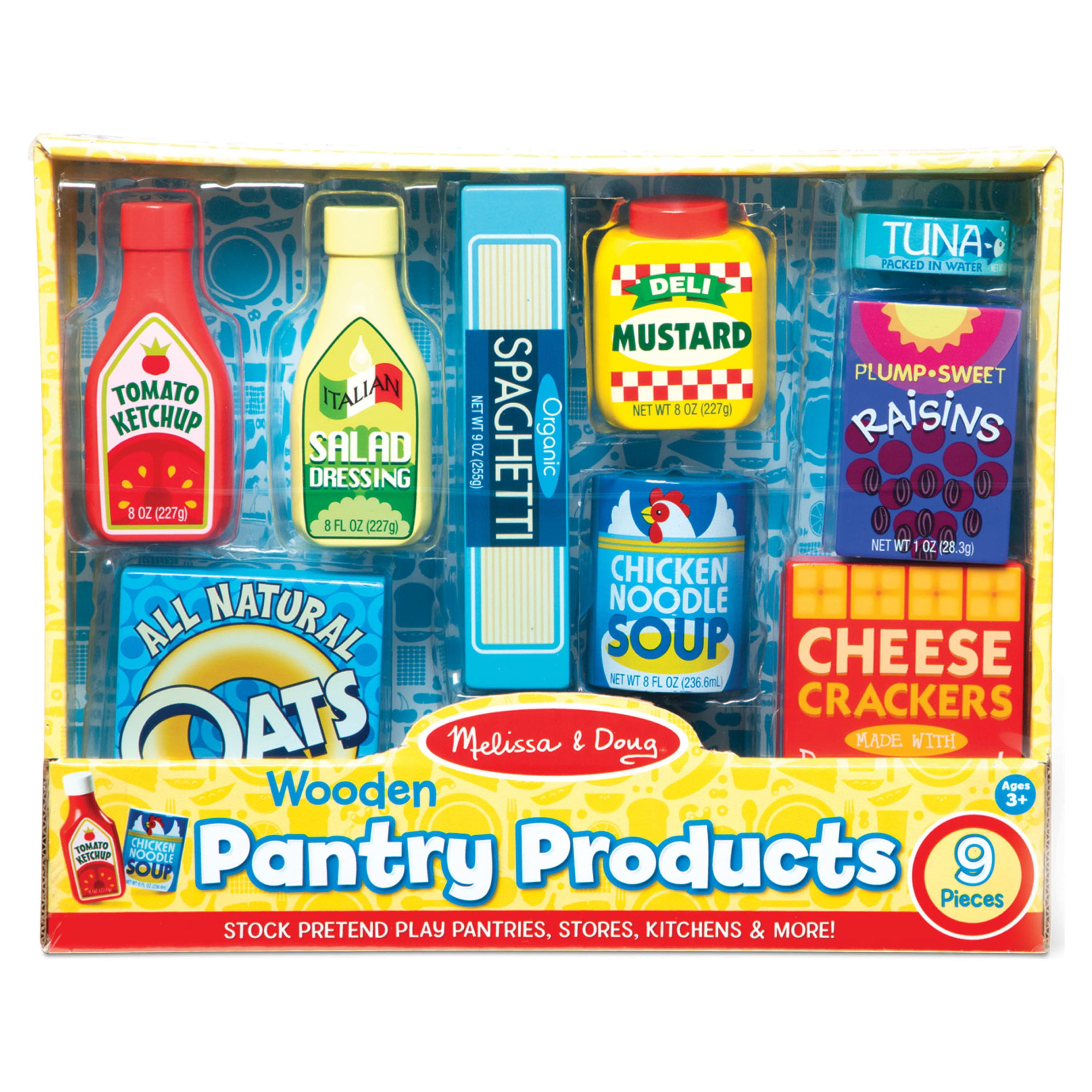 Melissa & Doug Wooden Pantry Products Play Food Set (9 pcs)