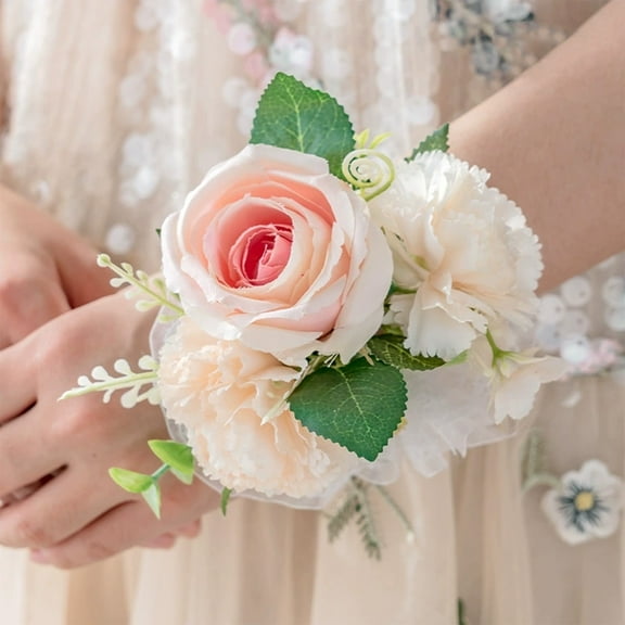 Clearance Under $1 Boovnll Wrist Corsage, Pink Artificial Roses for Wedding Girl/Mother Corsage Decor, for Prom/Wedding/Anniversary Bridal Shower Wedding Bridesmaid Mother Grandmother Corsage Wristlet