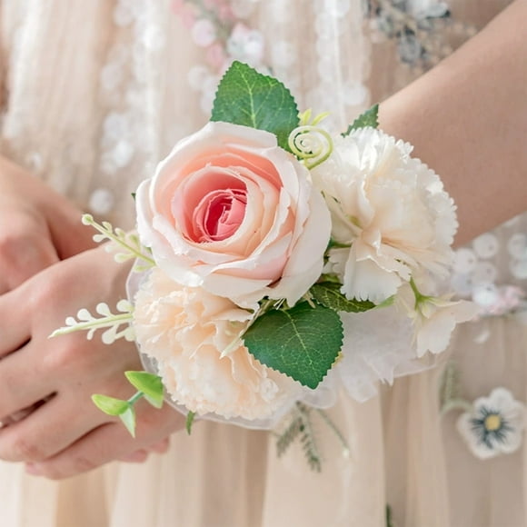Sale Today Clearance! Wedding Party Wrist Corsage, Bridesmaid and Groomsman Wrist Flower, Pink Floral Design for Weddings, Prom, Party, and Special Occasion Accessories
