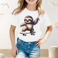 thumbnail image 2 of Bjutir Girl Shirts Summer Short Sleeve Cute Animal Print Casual Loose Fit Round Neck Tee For Kids Comfortable Daily Wear Cute Print Girls Tops,White,10-11 Years, 2 of 4