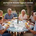 thumbnail image 3 of Round Outdoor Tablecloth with Umbrella Hole and Zipper, Blue Coral Coastal Tablecloth with Elastic Waterproof, Summer Beach Ocean Starfish Conch Patio Table Covers for 55" - 60" Picnic Pool Tables, 3 of 9