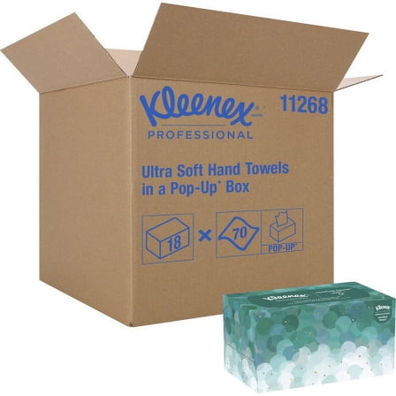 Kleenex Ultra Soft Hand Towels, POP-UP Box, 1-Ply, 8.9 x 10, White, 70/Box, 18 Boxes/Carton, Each