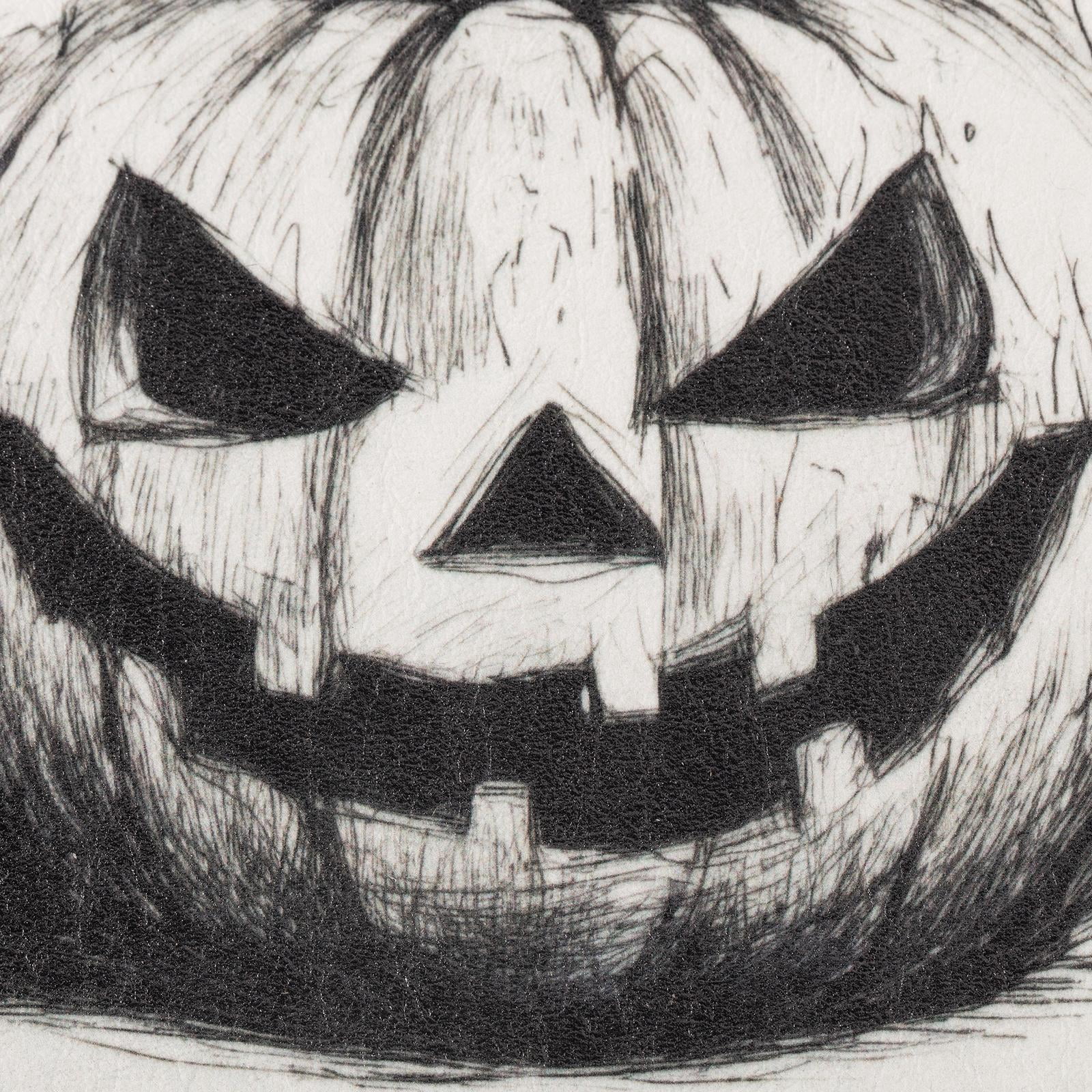 My Texas House Framed Halloween Black and White Pumpkin Art Print 9x11