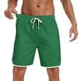 thumbnail image 5 of Ceisia Men's Solid Color 4-Way Stretch Quick-Drying Elastic Waist Drawstring Beach Shorts Swim Trunks With Pockets Green Gifts for Father 2X, 5 of 7