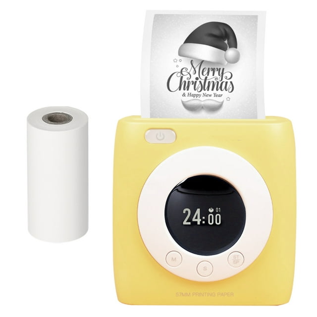 Pocket Printer BT Wireless Thermal Printer Portable Mobile Printer 300dpi for Photo Picture Receipt Memo Note Label Sticker with Clock Function Compatible with Android iOS Windows