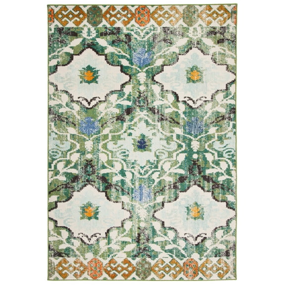 SAFAVIEH Madison Connell Geometric Area Rug, Green/Ivory, 5'3" x 7'6"