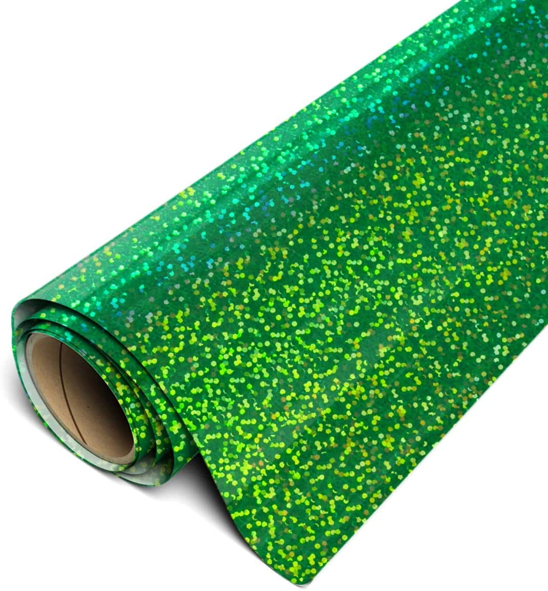 Siser Glitter Heat Transfer Vinyl (HTV) 20 x 150 ft Roll - 45 Colors Available, Green (Grass)