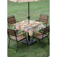 thumbnail image 3 of Easter Outdoor Tablecloth - 60x60 Inch Square Dining Table Cover, Spring Rabbit Eggs Flower Butterfly Green Plaid Waterproof Outdoor Table Cloth with Umbrella Hole & Zipper for Picnic/Patio/Party, 3 of 7