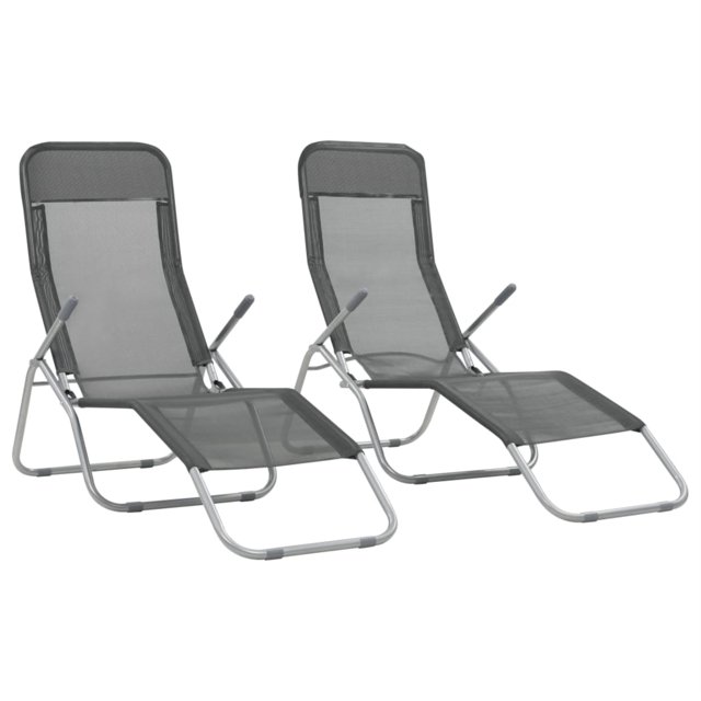 vidaXL Chaises Longues d'Extérieur Pliantes Bain de Soleil en Textilène