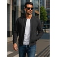thumbnail image 4 of GIRUNS Men's Casual Varsity Jacket Vintage Suede Bomber Jackets Lightweight Outerwear Coat Black 2XL, 4 of 6