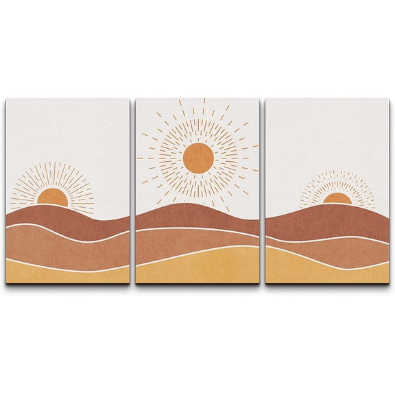 wall26 Canvas Print Wall Art Set Mid-Century Ocean Sunset Sun Horizon Nature Abstract Illustrations Modern Art Bohemian Decorative Rustic Contemporary for Living Room, Bedroom, Office - 16"x24&q