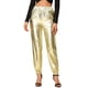 thumbnail image 1 of INSPIRE CHIC Pantalones metálicos holográficos brillantes de cintura alta para mujer de fiesta 2XL dorados, 1 of 7