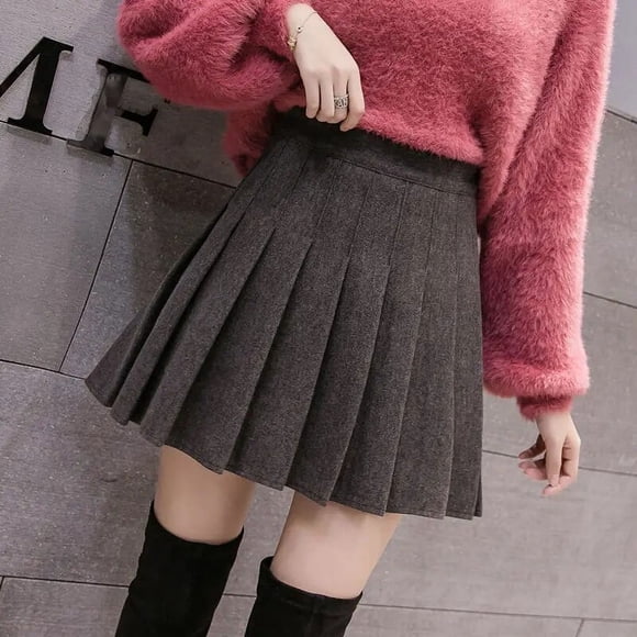 Pleated Skirt Shorts Women 2023 Winter Wool Pleated Skirt Korean Fashion Irregular A Line High Waisted Jupe Package Hip Skirts