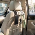 thumbnail image 4 of Leather Car Seat Headrest Double Hooks Organizer | Durable Leather & Metal Bag Holder | Car Seat Back Phone Mount | Space Saving Purse Hook for Wallets Bags 2 Pack | Fits Most Vehicles, 4 of 5