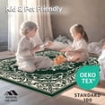 thumbnail image 4 of ODIKA 4'x6' Machine Washable Non-Slip Area Rug, Vintage Damask Scrollwork with Ornate Flourish High Traffic Rug with Pad, Green, 470584, 4 of 8