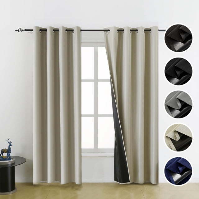 Cortinas opacas FEBSIXTH, 100% poliéster, color beige, 213 x 137 cm