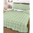 thumbnail image 3 of Quilts Twin XL Size, Sage Green Soft Comforter Bedding Set for Bed, Grid Checkered Plaid Gingham Lattice Trellis Lightweight Quilted Bedspread with Pillow Cover(2 Pieces) for All Season, 68x98 Inch, 3 of 6