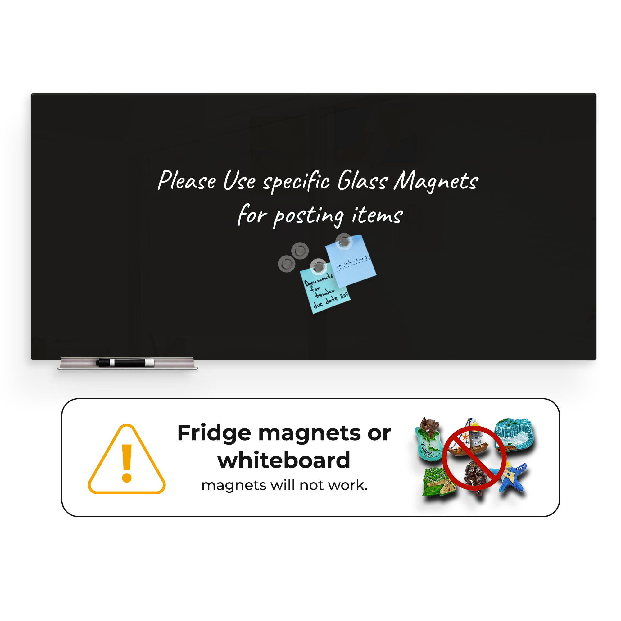Magnetic White Board for Wall, Non-Adhesive Backed 60x36 by