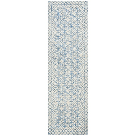 Safavieh Blossom Azura Geometric Wool Runner Rug, Blue/Ivory, 2'3" x 10'