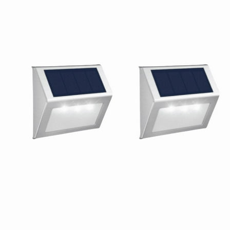 2PCS Solar Outdoor Deck Lights - Waterproof Stainless Steel for Paths, Patio & Garden,White Light
