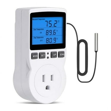 Plug-in Thermostat Temperature Controller Socket Heating Cooling Control 1800W 110V 15A Backlit Display U