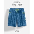 thumbnail image 3 of APTRO Mens Swim Trunks 9'' With Pockets Quick Dry Swim Shorts Board Shorts Bathing Suit Swimsuit Summer Beach Shorts Geometric Pattern Dark Blue L, 3 of 6