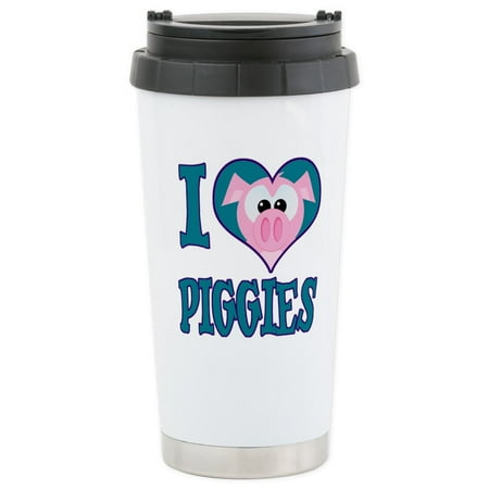 Heart Travel Mug CafePress - I Love (Heart) Piggies (Pigs) Stainless Steel Trav - Stainless Steel Travel Mug, Insulated 16 oz. Coffee Tumbler ()