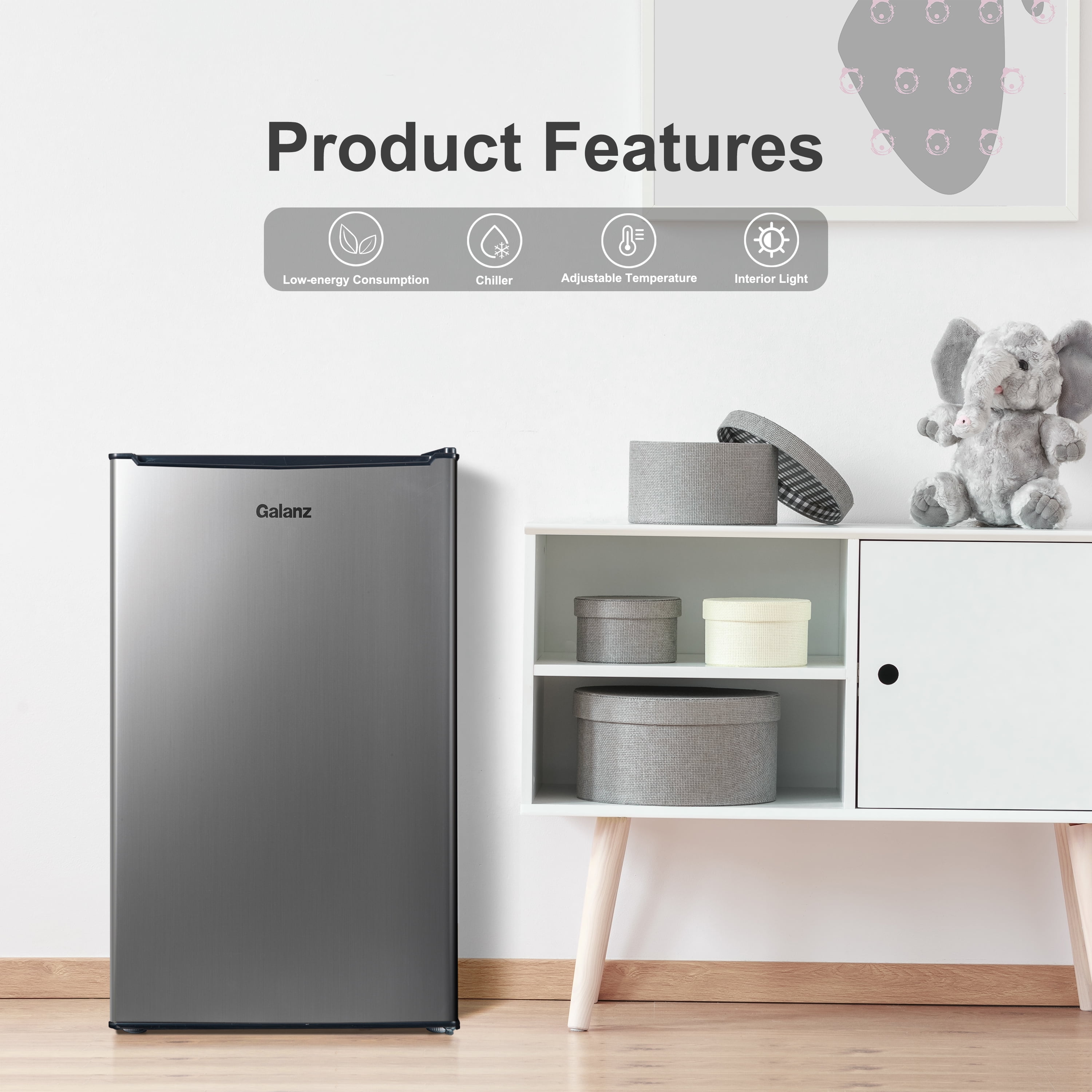  Galanz 2.7 cu ft Stainless Steel Look Single Door Compact  Refrigerator : Appliances