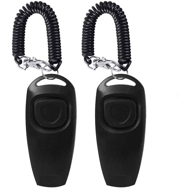 2 piezas de silbato para perros con clicker para entrenamiento, deja de ladrar, silbato para perros, clicker 2 en 1, nueva versión mejorada, clicker para entrenamiento de perros con correa de mano, negro esquí esquí Gafas de esquí