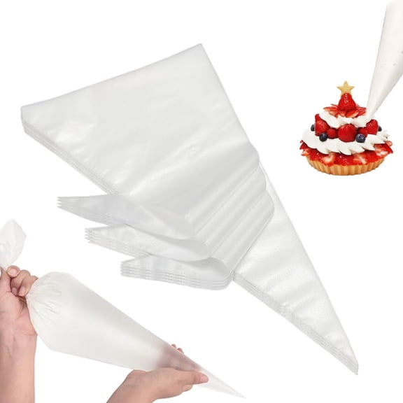 100 Pack Disposable Pastry Bags,16 Inch Clear Thick Plastic Pastry Icing Frosting Piping Bags For Decorating Cupcakes Cakes Cookies