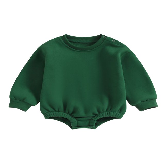 Combinaison pour Bébé Garçon Fille en Molleton, Chandail à Col Rond, Combinaison, Uni, Manches Longues, Chandail Bouffant, Cache-Couche, Tenue d'Automne Hiver