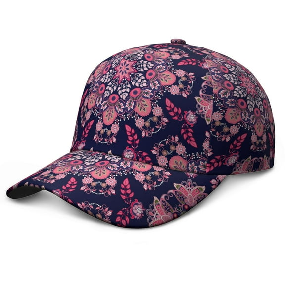 Art Paisley Baseball Cap – Boho Vintage Retro Ethnic Floral Geometric Colorful Abstract Decorative Pattern Mandala Exotic Artistic Elegant Classic Chic