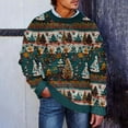 thumbnail image 2 of SERTG Men's Christmas Sweater Print Warm Christmas Cardigan Long Sleeve Hoodless Casual Coat Men Christmas Tops(Green,2XL), 2 of 5