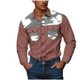 thumbnail image 4 of DDAPJ pyju Western Cowboy Shirts for Men Long Sleeve Camo Work Shirt Relaxed Fit Casual Button Down Shirts with Double Pockets Pink XXXXXL, 4 of 8