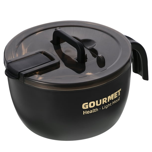 EeaseMX Tazón escolar para fideos instantáneos, tazón para sopa, tazón práctico para servir (negro)