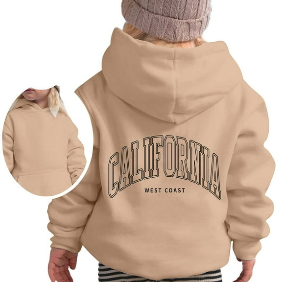 Aihuaihua Boys Girls Khaki Hoodies Graphic Hoodies for Girls Pull-over Sweatshirt for Girls Long Sleeve Tops Trendy Clothes 2025 Toddler Little Teen Girls 120 Khaki