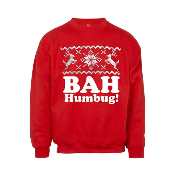 Mens Bah Humbug! Ugly Christmas Ugly Sweatshirt - Red - Medium