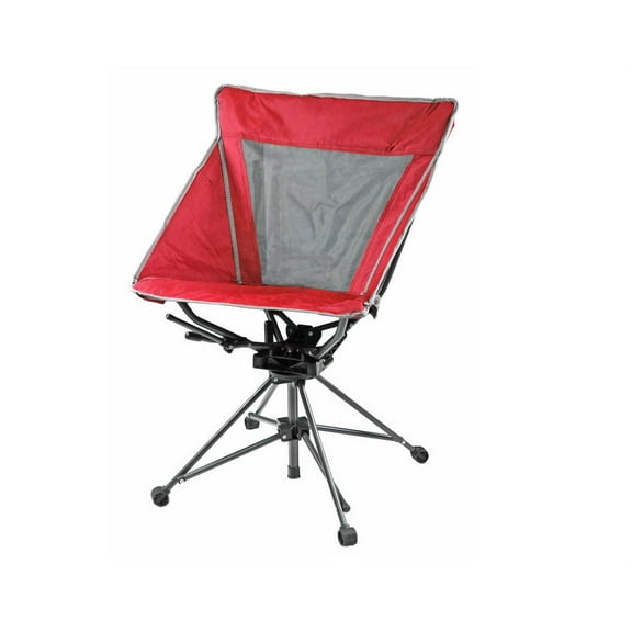 Garden Elements Swivel Camping Chair – Portable Outdoor Chair with 360° Swivel, Tall Back, Breathable Mesh, Steel Frame, Foldable with Carrying Case – Red