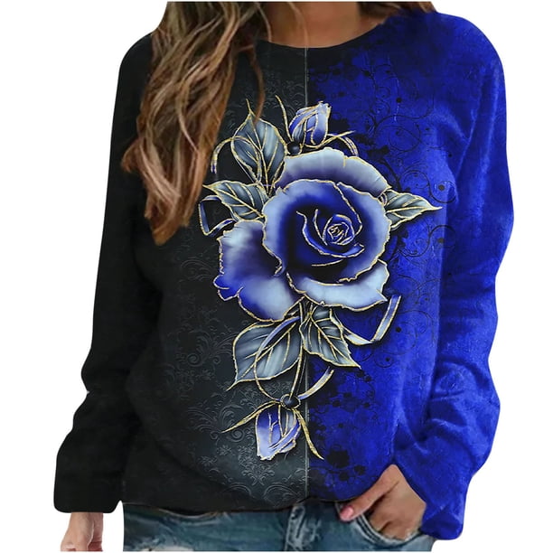 Sudadera de manga larga con estampado de cuello redondo para mujer Blusa informal Tops Pompotops gfhjh10231