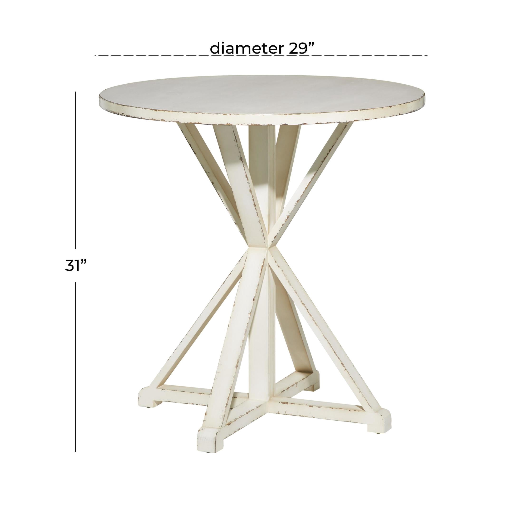 DecMode 29" x 31" White Wood Accent Table with X Shaped Legs, 1-Piece