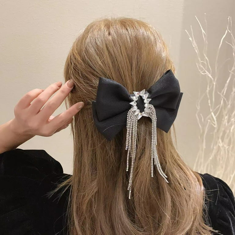 Cheap Hair Bows for Women Hair Bow Clips, Bow Hair Clips with Long Tail,Bow  Ribbons for Hair,Solid Tassel Hair Clip Bow