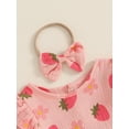 thumbnail image 6 of Suealasg Baby Girl Fall Jumpsuits 3 6 12 18 Months Infant Girl Long Sleeve Floral Strawberry One Piece Bodysuit +Headband Set Newborn Girl Autumn Clothes, 6 of 7