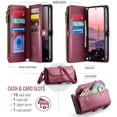 thumbnail image 2 of CaseMe Leather for Samsung Galaxy S26 Plus 5G Case Wallet【RFID Blocking】with 10-Card Holder Zipper Bills Slot, Soft PU Leather Magnetic Shoulder Wrist Strap  Wallet Case Women,Wine Red, 2 of 9