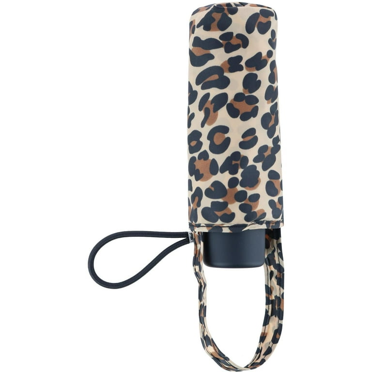 Totes Micro Compact Manual Open Leopard Print Umbrella Totes Micro Compact Manual Open Leopard Print Umbrella