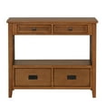 thumbnail image 3 of Farmhouse Console Table with 4 Drawers & Storage Shelf, Brown Pine Wood Entryway Furniture for Living Room Bedroom Kitchen, 3 of 9