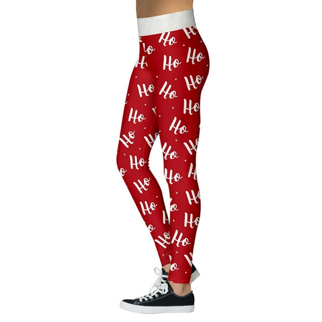 DYMADE Womens Christmas Workout Leggings Footless Fun Graphic Printed Cute Patterns Skinny Pants